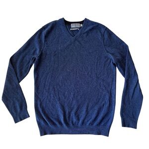 Vince Cashmere Mens Small V Neck Pullover Knit Sweater Blue